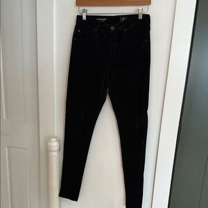 AG the Farrah High-Rise Skinny  Black Velvet Jeans
